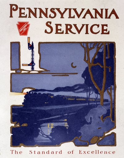 Cartel publicitario para trenes Pennsylvania Service, finales del siglo XIX de Unknown artist