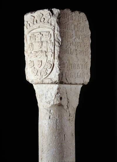 Arte africano: detalle de un pilar de posesión conocido como San Agustín erigido por el explorador portugués Diogo Cao en el sur de Angola. 1486. Lisboa, Museo Nacional de Arte Antiguo de Unknown artist