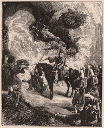 Tropas africanas asfixiando a argelinos en una cueva, durante la conquista del territorio de Regencia de Argel en 1844-45 de Unknown