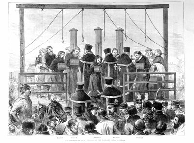 Después del atentado contra Alejandro II, los nihilistas arrestados son ahorcados. de Unknown artist