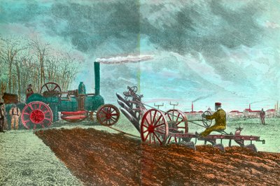 Trabajo agrícola y progreso: arado a vapor de Unknown artist