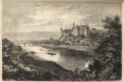 Castillo de Albrechtsburg - Sajonia - Alemania - El castillo de Albrechtsburg en la tierra de Sajonia en Alemania - grabado - 1866 de Unknown artist