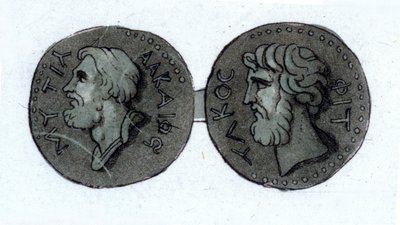 Alceo (v. 630 - v. 580 a.C.). Poeta griego. Grabado de principios del siglo XIX de Unknown artist
