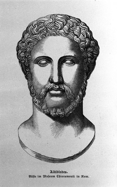 Alcibíades (450-404 a.C.) general y estadista ateniense. Retrato de un busto romano. Siglo XIX de Unknown artist
