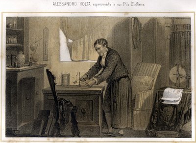 Alexandre (Alessandro) Volta (1745 - 1827) y su experimento sobre la batería eléctrica - en “Storia d