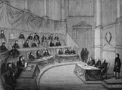 Alessandro Volta lee ante la academia de ciencias su tesis sobre la pila en presencia del primer cónsul Bonaparte el 18 de noviembre de Unknown artist