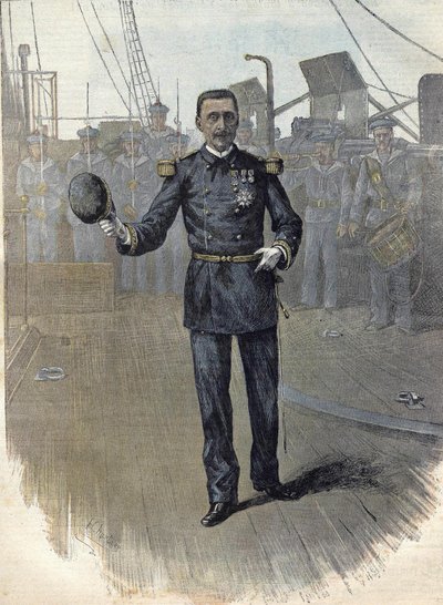 Alfred Albert Gervais (1837-1921), Almirante francés, Jefe del Estado Mayor de la Marina en 1892. Grabado de 1892 de Unknown artist