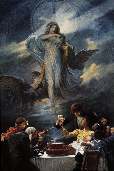 Alegoría de la Nochebuena y la Cena de Nochevieja. 1889. de Unknown artist