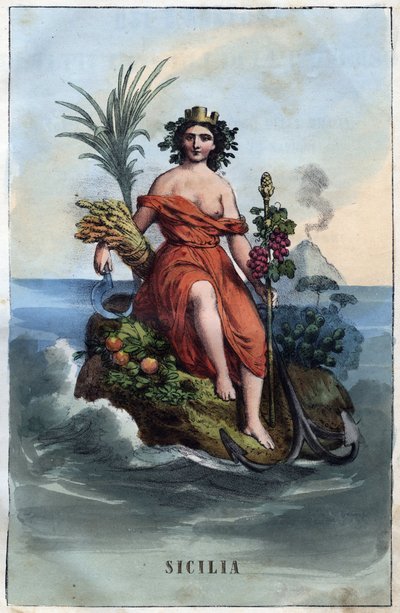 Alegoría de Sicilia - grabado de 