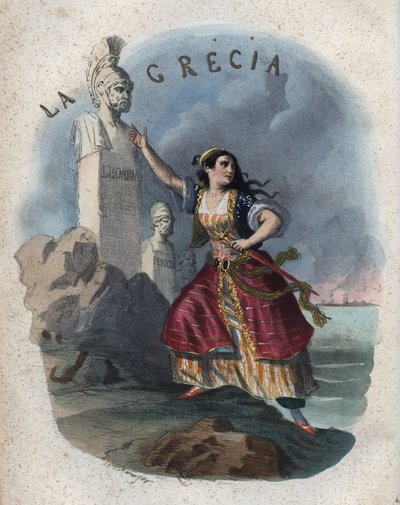 Alegoría de Grecia - grabado de “Usi e Costumi di Tutti i Popoli dell
