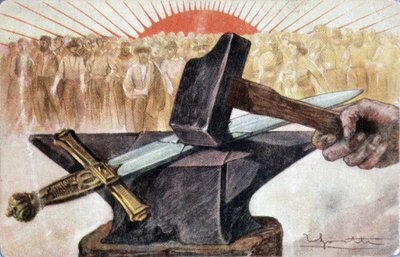 Alegoría del socialismo con símbolos de trabajadores (yunque y martillo) de Unknown artist