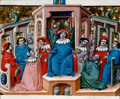 Alegoría de la Ley Miniatura tomada del Código de Justiniano (Codex Justinianus) de Unknown artist
