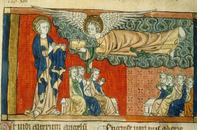 Alegoría de la caída de Babilonia (con ángel) - Miniatura de la Edad Media (ref.815, 032r): Solicitar permiso a la Biblioteca Municipal de Toulouse de Unknown artist