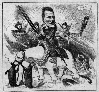 Alegoría sobre el regreso de Fridtjof Nansen (1861-1930) del polo norte - grabado de 1897 de Unknown artist