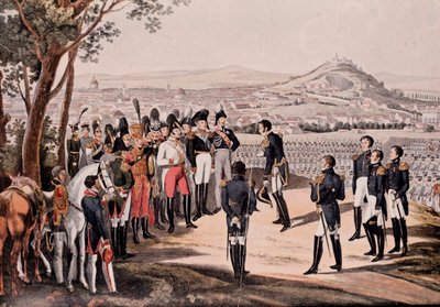 Aliados de Prusia bajo Schwartzenberg derrotan a los franceses bajo Marmont/Mortier (grabado) de Unknown artist