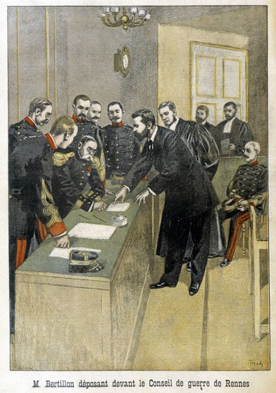 Alphonse Bertillon testificando ante el Conseil de guerre de Rennes (caso Dreyfus) - en “Le Petite Journal” de Unknown artist