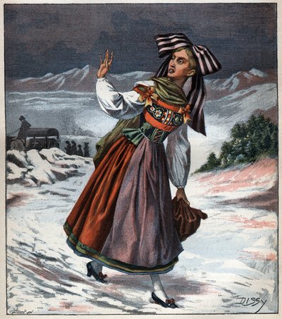 Mujer alsaciana en traje regional grabado de 1892 de Unknown artist