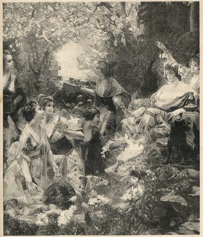 Amaterasu diosa del Sol - grabado por Paul Francois Quinsac (1858-1929) - Grabado de 1899 de Unknown artist