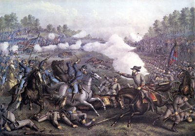 Guerra Civil Americana (1861 - 1865): Batalla de Opequon o Tercera Batalla de Winchester, Virginia 19 de septiembre de 1864. Grabado del siglo XIX. de Unknown artist