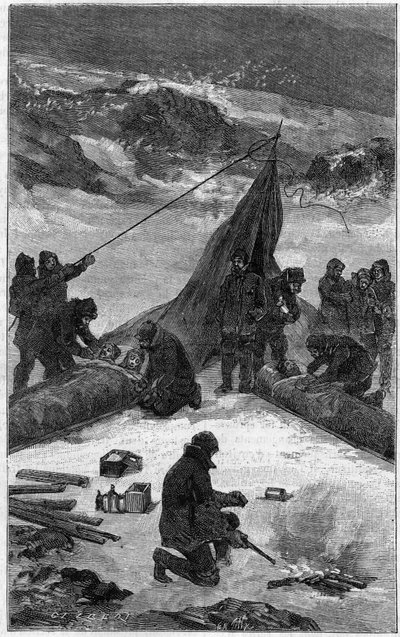 Expedición estadounidense a la Bahía de Lady Franklin (1881-1884): rescate de la tripulación. Grabado en "La Naturaleza: revista de ciencias y sus aplicaciones a las artes y a la industria" del 22 de junio de 1889 de Unknown artist