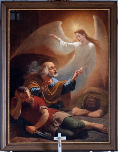 Un ángel libera a San Pedro de la cárcel, dibujo de F. Devigne (?) de Unknown artist