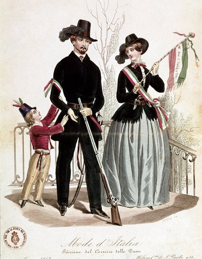 Una elegante familia patriótica en la época del Risorgimento de Unknown artist