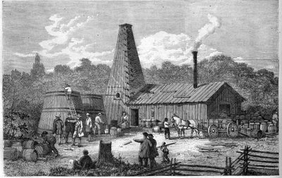 Una fábrica de aceite en Canadá en 1867. de Unknown artist