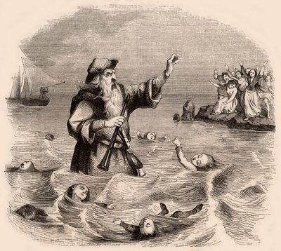 Un anciano ahogando niños en el mar, de una leyenda tradicional popular alemana de Unknown