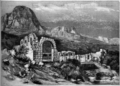 Arquitectura antigua: ruinas del templo romano de Zaghouan (Túnez). Grabado por Riugel en “El Mundo Ilustre” n°1308 del 22 de abril de 1882. de Unknown artist