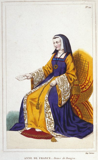 Ana de Beaujeu o Ana de Francia, princesa francesa (1460-1522). Hija mayor del delfín Luis, futuro Luis XI, gobernó con la ayuda de su esposo, Pierre de Beaujeu, lugarteniente general del reino, a quien Luis XI había confiado la custodia de de Unknown artist