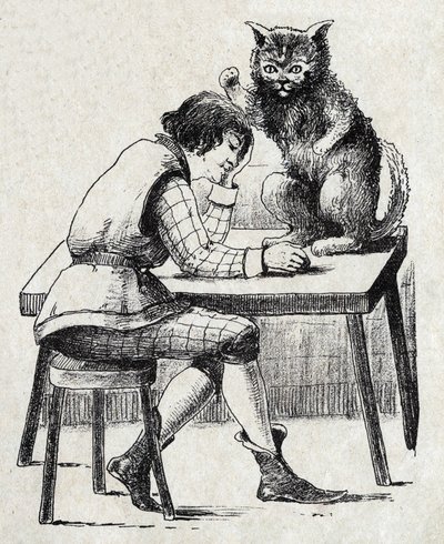 Ilustración anónima para El gato con botas, cuento de Charles Perrault (1628-1703), escritor francés. Imágenes Marcel Vagne, Jarville Nancy, sin fecha (finales del siglo XIX) de Unknown artist