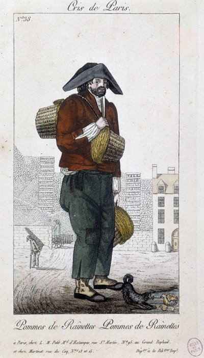 Vendedor de manzanas - en “Cris de Paris”, principios del siglo XIX de Unknown artist