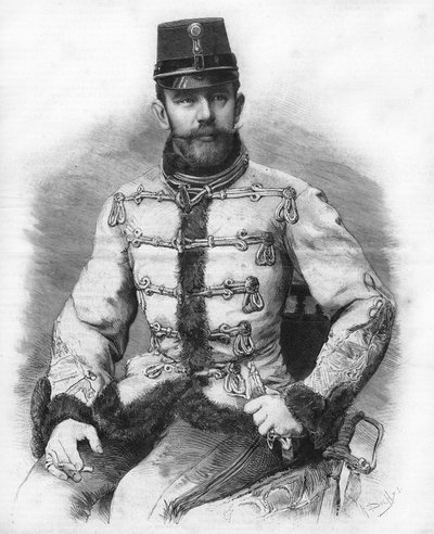 Archiduque Rodolfo de Habsburgo (1858-1889), Príncipe Heredero de Austria. Grabado de 1889 de Unknown artist