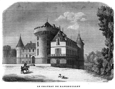 Arquitectura: vista exterior del Chateau de Rambouillet (siglos XIV-XV, rediseñado durante el siglo) de Unknown artist