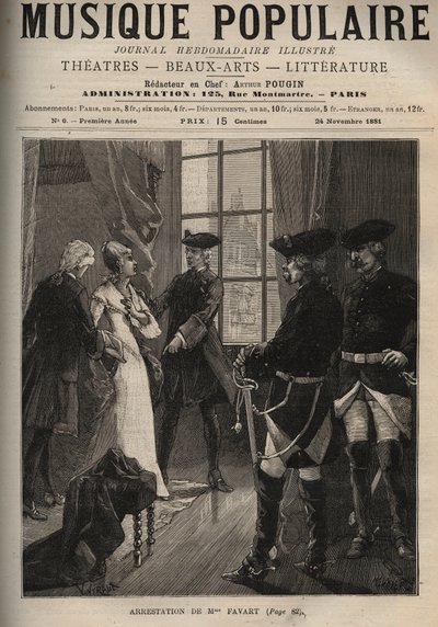 Arresto de Madame Favart Marie Justine Benoite Duronceray, conocida como Madame Favart (1727-1772), comediante y cantante francesa, víctima de los avances de Maurice de Sajonia (1696-1750), fue arrestada por él y retenida en el convento de las Penitentes b de Unknown artist