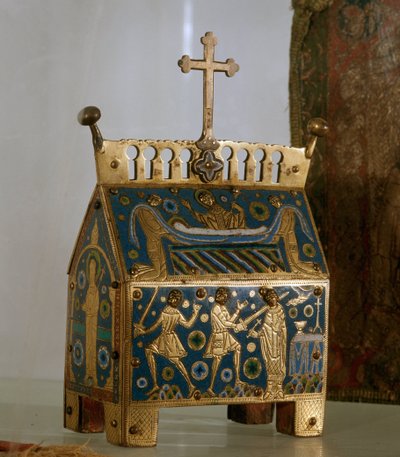 Relicario en esmalte, oro y cobre de Santo Tomás Becket (1118-1170), arzobispo de Canterbury - Está decorado con representaciones del asesinato del arzobispo el 29/12/1170 en la Catedral de Canterbury y su funeral de Unknown artist