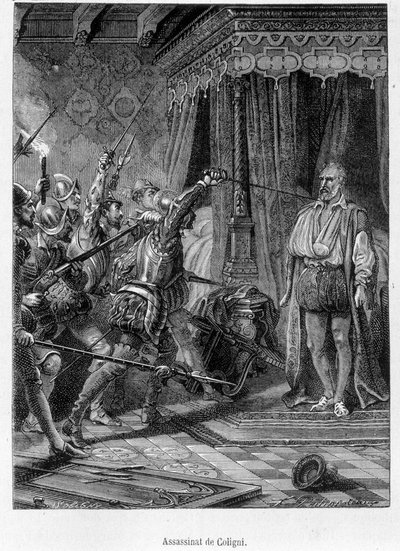 Asesinato de Coligny por varios hombres (Gaspard de Châtillon, Señor de Coligny) de Unknown artist