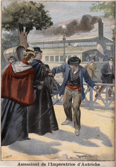 Asesinato de la Emperatriz Isabel de Austria (Sissi) por un anarquista italiano en Ginebra de Unknown artist