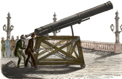 Visor astronómico de M. Queslin en la Place de la Concorde en París. Grabado de 1857 en “El Museo de las Ciencias” de Unknown artist