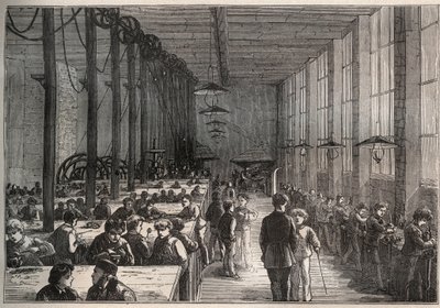 Atelier du fer - Escuela municipal de aprendices del boulevard de la Villette en París en 1875 - grabado de Unknown artist