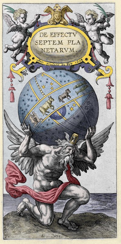 Atlas llevando el mundo. Grabado de principios del siglo XVII. de Unknown artist