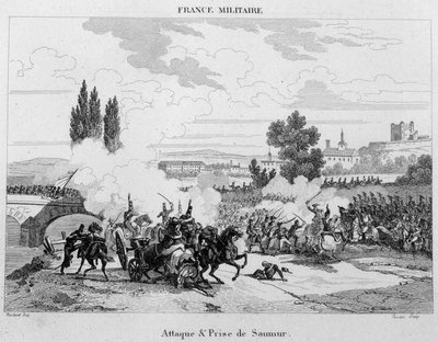 Ataque y captura de Saumur. Grabado del siglo XIX de Unknown artist