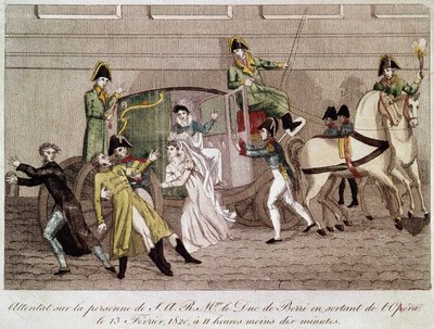 Ataque al Duque de Berry por Louis Pierre Louvel al salir de la Ópera el 13 de febrero de 1820 de Unknown artist