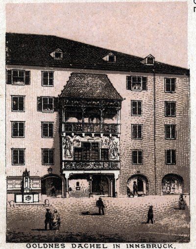 Tirol austriaco: vista desde el balcón llamado el Techo Dorado en Innsbruck. En "El Mundo Ilustrado 168 vistas". Sin fecha (finales del siglo XIX). de Unknown artist