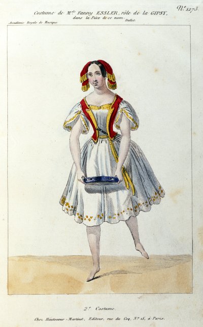 Bailarina austriaca Fanny Elssler (1810-1884) en el ballet “La gitana” 1839. Impresión del siglo XIX de Unknown artist