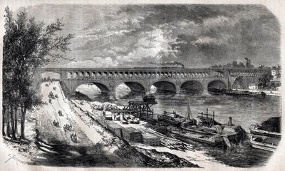 Viaducto de Auteuil (Puente del Point du Jour) en 1867 de Unknown artist