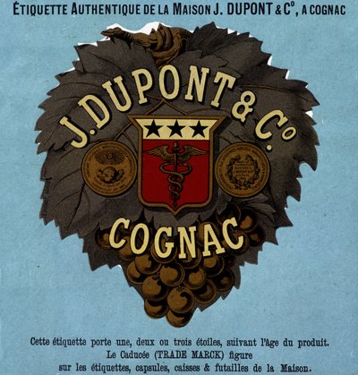 Etiqueta auténtica de J. Dupont & Cª, Cognac. Edición de 1882 de Unknown artist