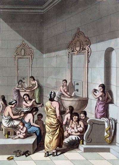 Baños públicos en Palestina - en "El traje antiguo y moderno" de Ferrario, ed. Milán de Unknown artist