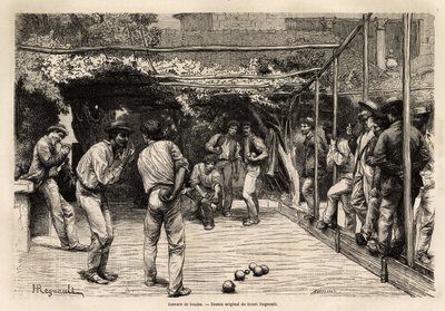 Jugadores de pelota en Roma (Italia). Grabado para ilustrar el viaje a Roma, por Francis Wey, en 1864-1868, publicado en 