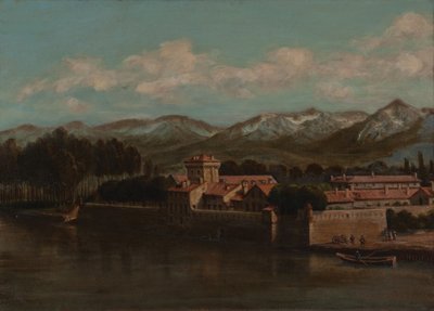 Orillas del Isère en Grenoble, vista de la montaña 1864 (Óleo sobre lienzo) de Unknown artist